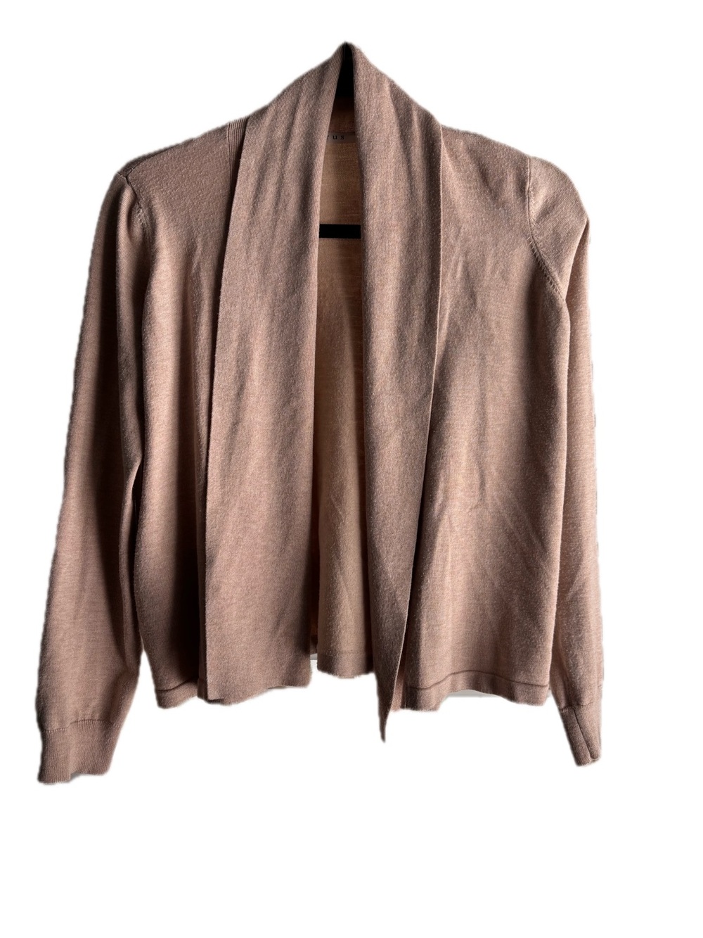 Cyrus Open Front Shawl Collar Cardigan in Cream/Taupe